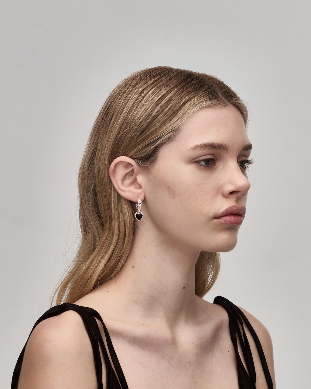 Stolen Girlfriends Club Sterling Silver Love Claw Curb Onyx Hoop Earrings