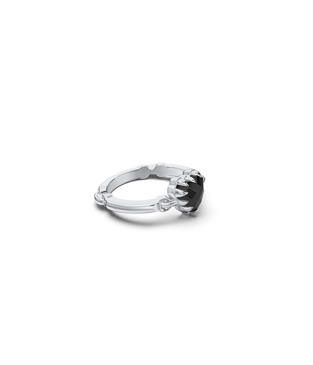 Stolen Girlfriends Club Sterling Silver Love Claw Bar Onyx Ring - Size N