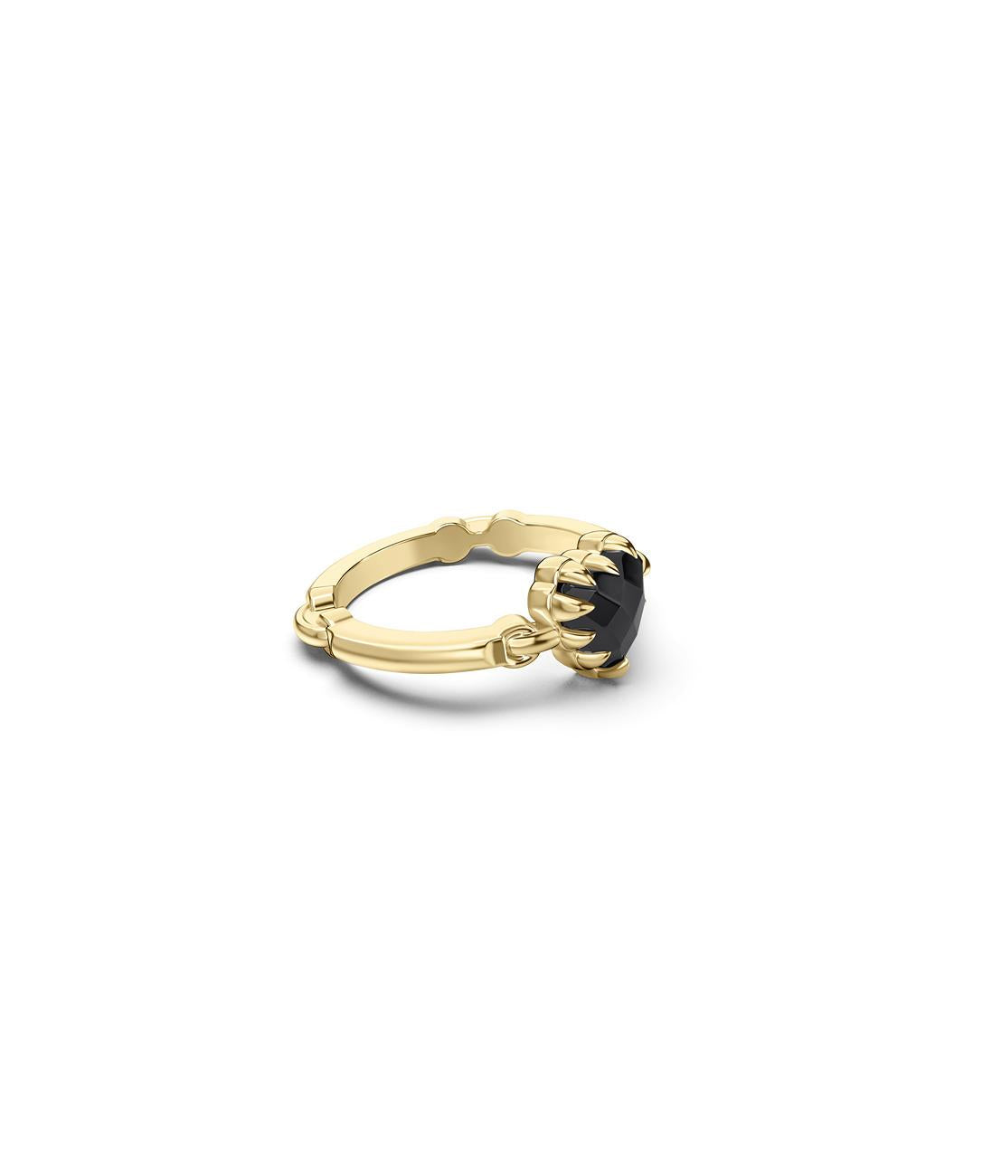 Stolen Girlfriends Club 18ct Yellow Gold Plated Love Claw Bar Onyx Ring - Size N