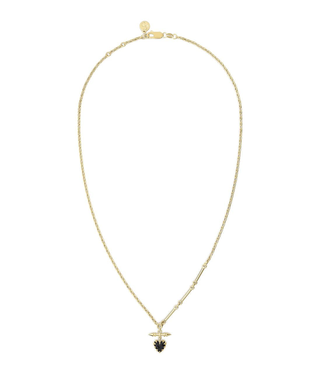 Stolen Girlfriends Club 18ct Yellow Gold Plated Love Claw Fob Onyx Necklace