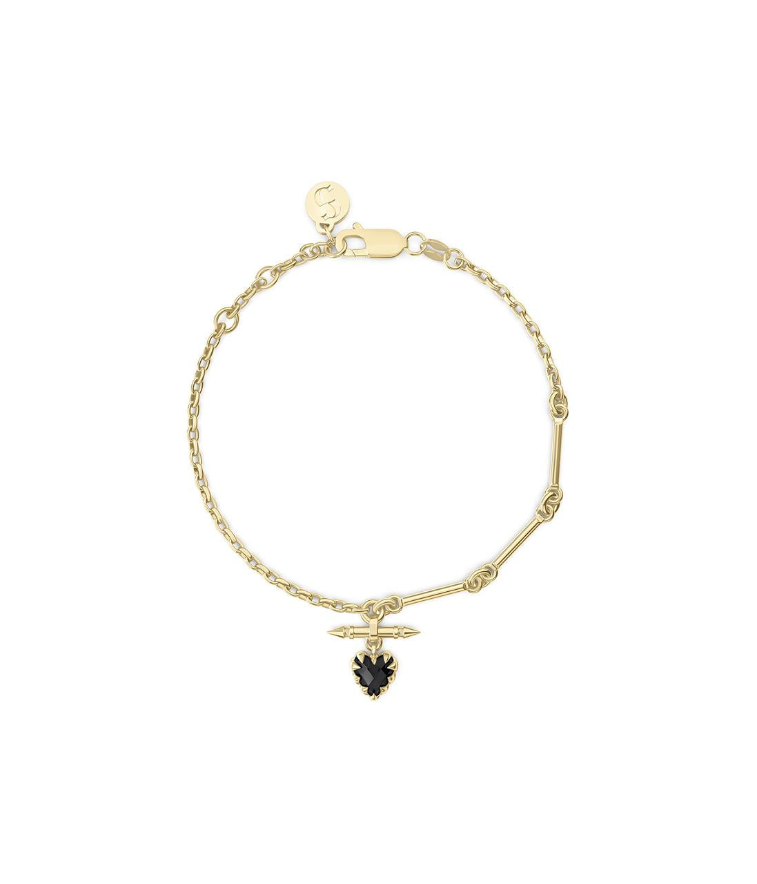 Stolen Girlfriends Club 18ct Yellow Gold Plated Love Claw Fob Onyx Bracelet