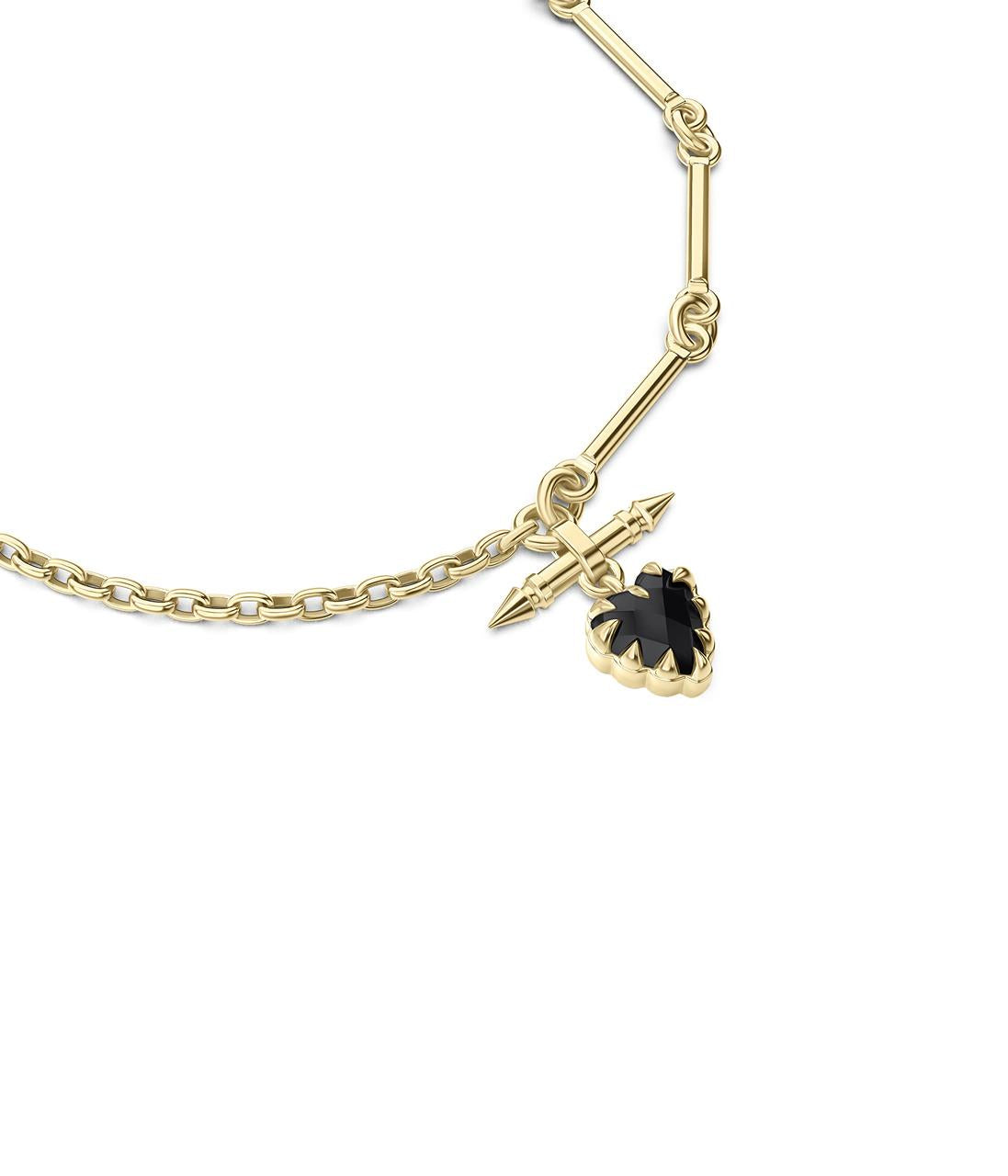 Stolen Girlfriends Club 18ct Yellow Gold Plated Love Claw Fob Onyx Bracelet