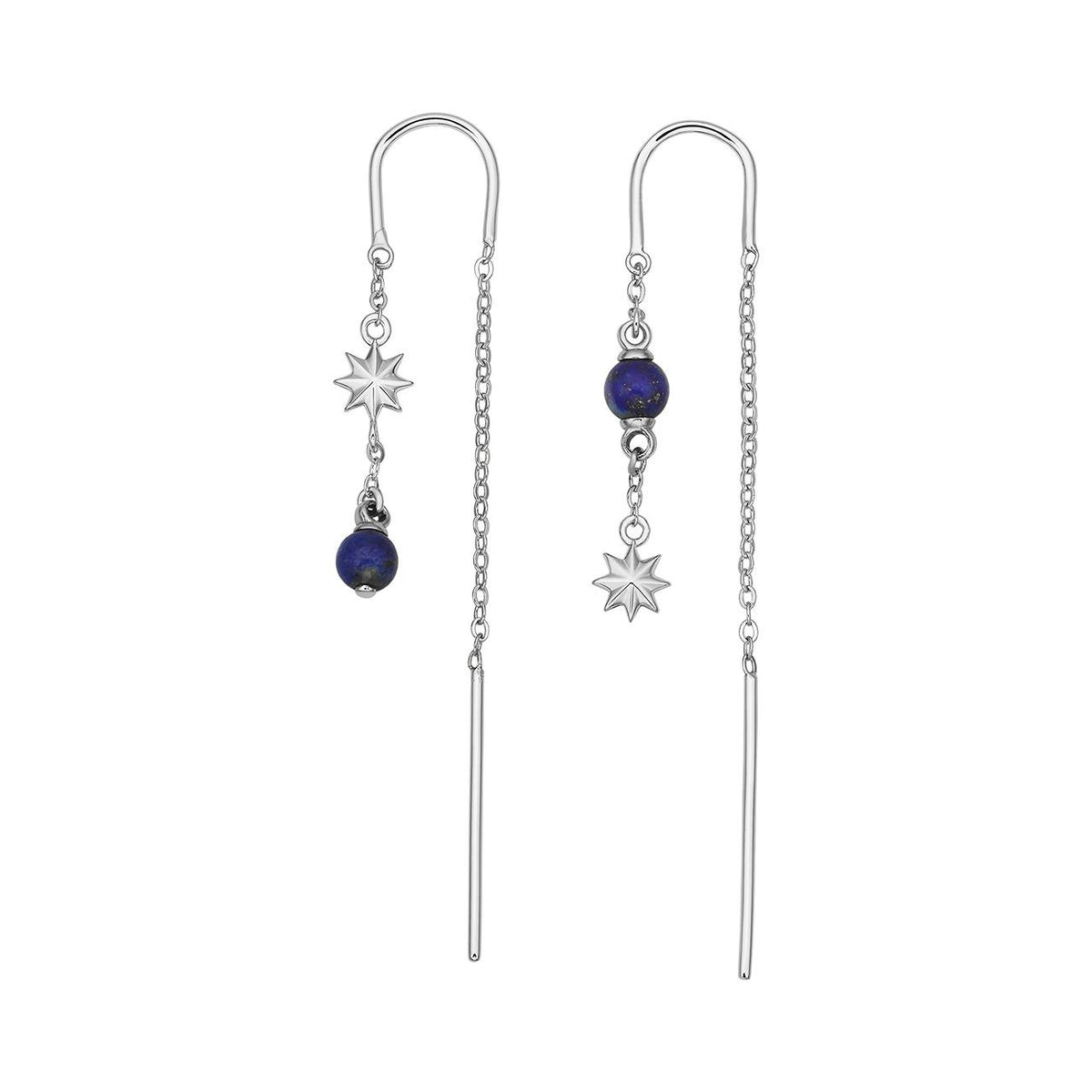Karen Walker Sterling Silver Lapis Star Thread Earrings