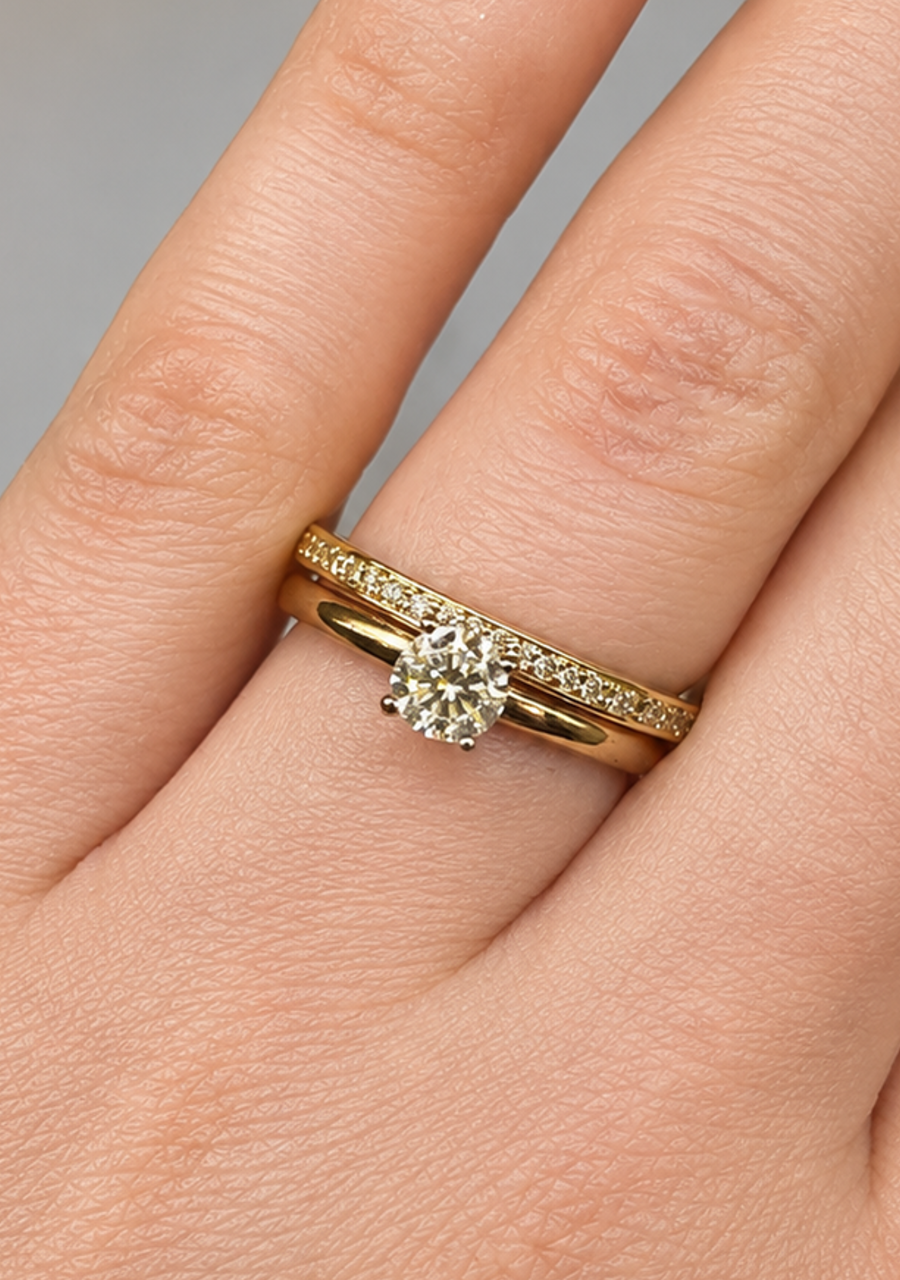 18ct Yellow Gold 0.24ct Round Brilliant Bead Set Diamond Band Ring