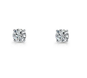 Ellani Sterling Silver 4mm Round White Cubic Zirconia Claw Stud Earrings