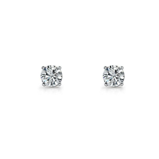 Ellani Sterling Silver Cubic Zirconia 7mm Round Claw Stud Earrings