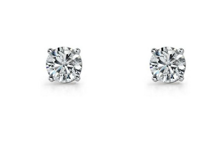 Ellani Sterling Silver Cubic Zirconia 7mm Round Claw Stud Earrings
