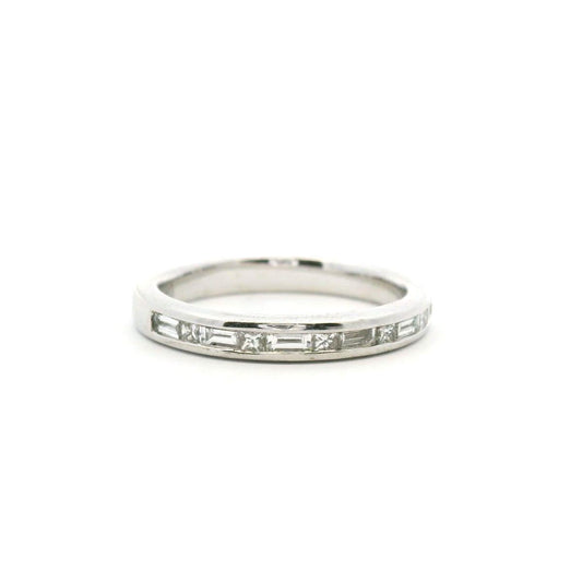 18ct White Gold Baguette and Princess Cut Diamond Channel Set Band Ring