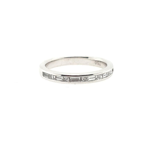 18ct White Gold Baguette and Princess Cut Diamond Channel Set Band Ring