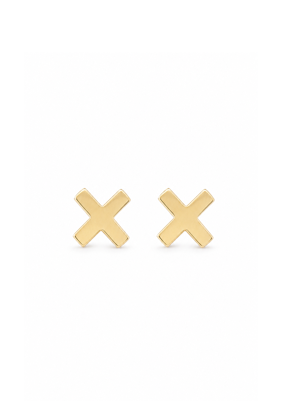 9ct Yellow Gold X Stud Earrings