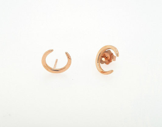 14ct Rose Gold Crescent Moon Stud Earrings