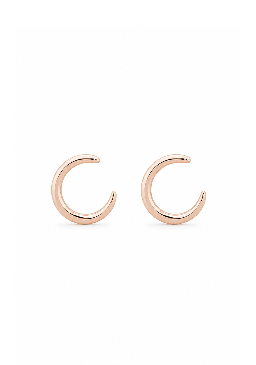 14ct Rose Gold Crescent Moon Stud Earrings