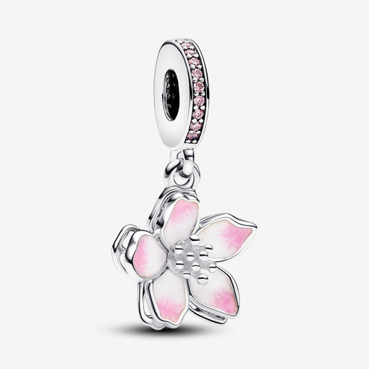 Pandora Sterling Silver Movable Cherry Blossom Dangle Charm 790667c01