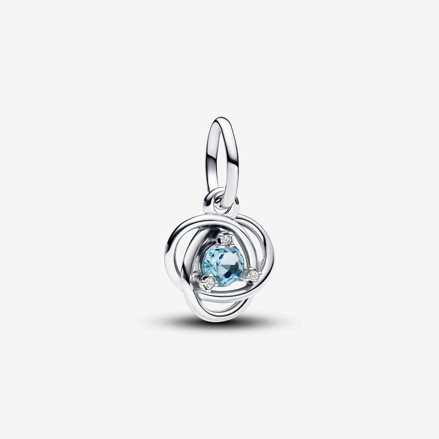 Pandora Sterling Silver March Crystal Birthstone Eternity Circle Dangle Charm