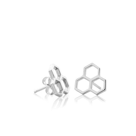 Evolve Sterling Silver Honeycomb (Healing) Stud Earrings