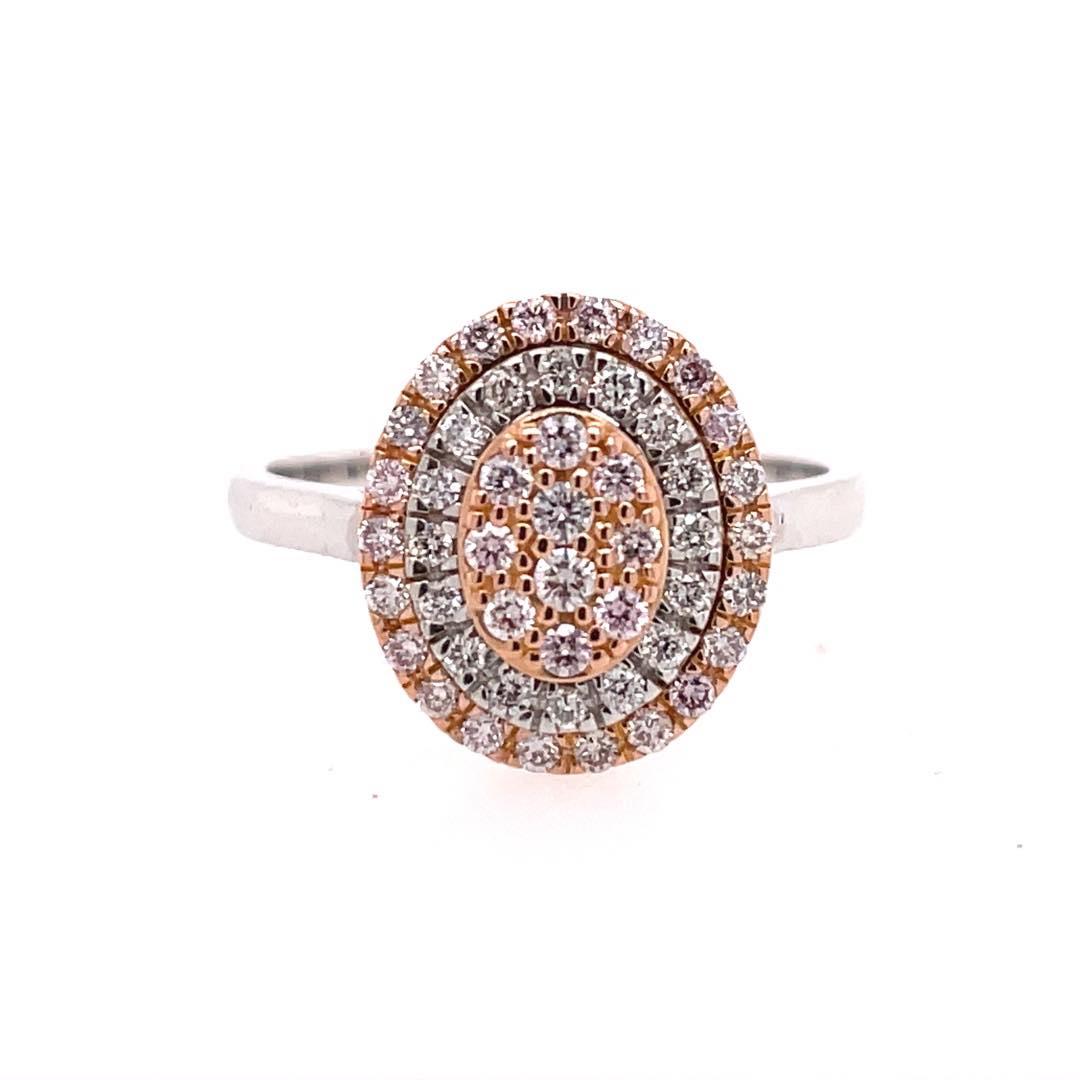 Pink Diamond & White Gold 18k White & Rose Gold Double Halo Ring