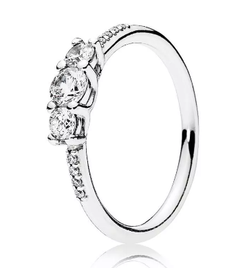 Pandora Sterling Silver Fairytale Sparkle Ring with Clear CZ Size 54