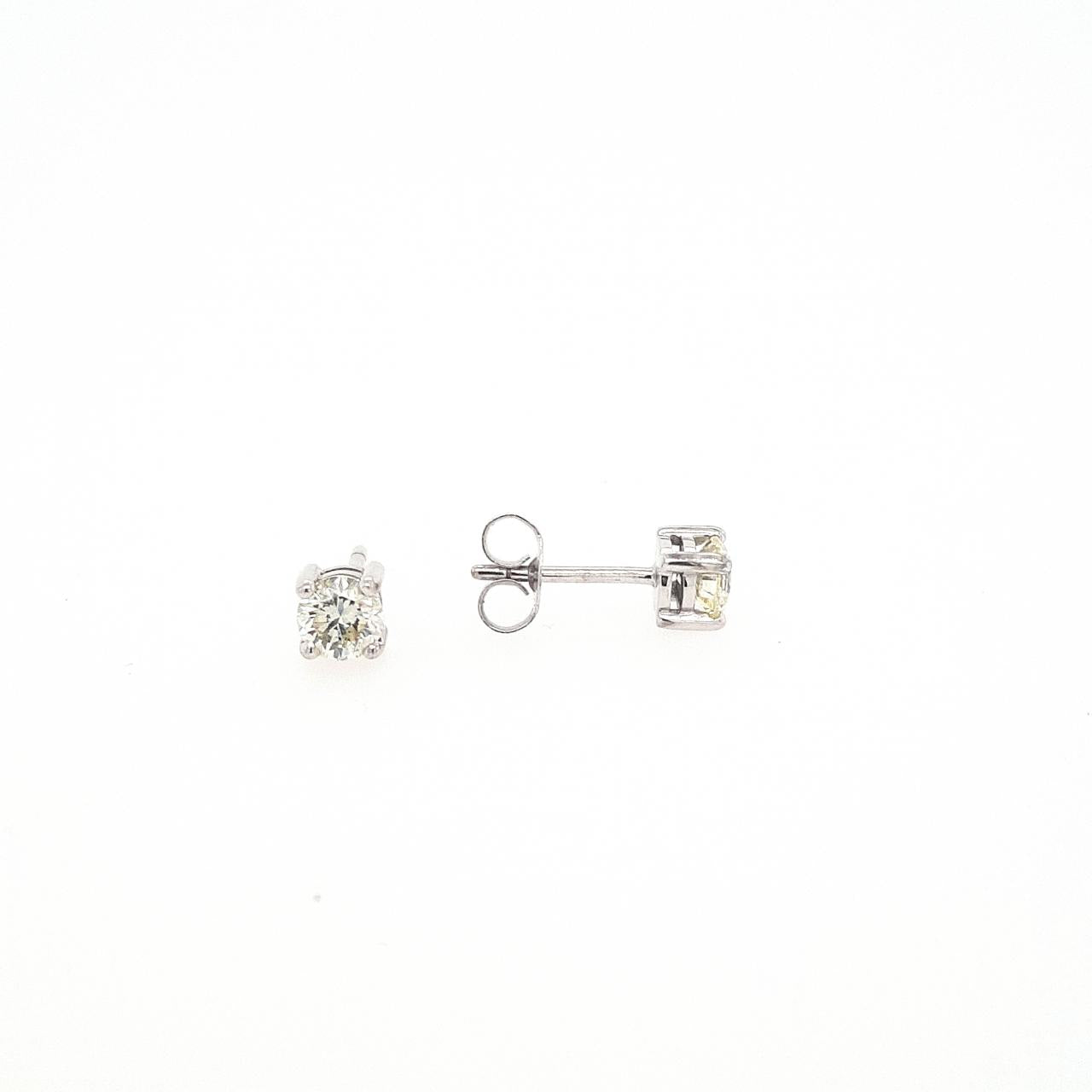 9ct White Gold 0.78ct Round Brilliant Diamond Four Claw Set Stud Earrings