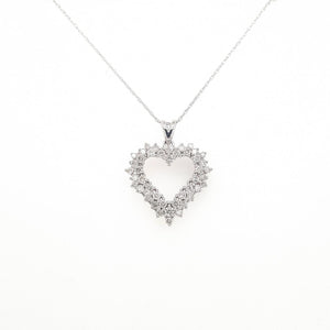 10ct White Gold 1.00ct Round Brilliant Diamond Open Heart Pendant Necklace