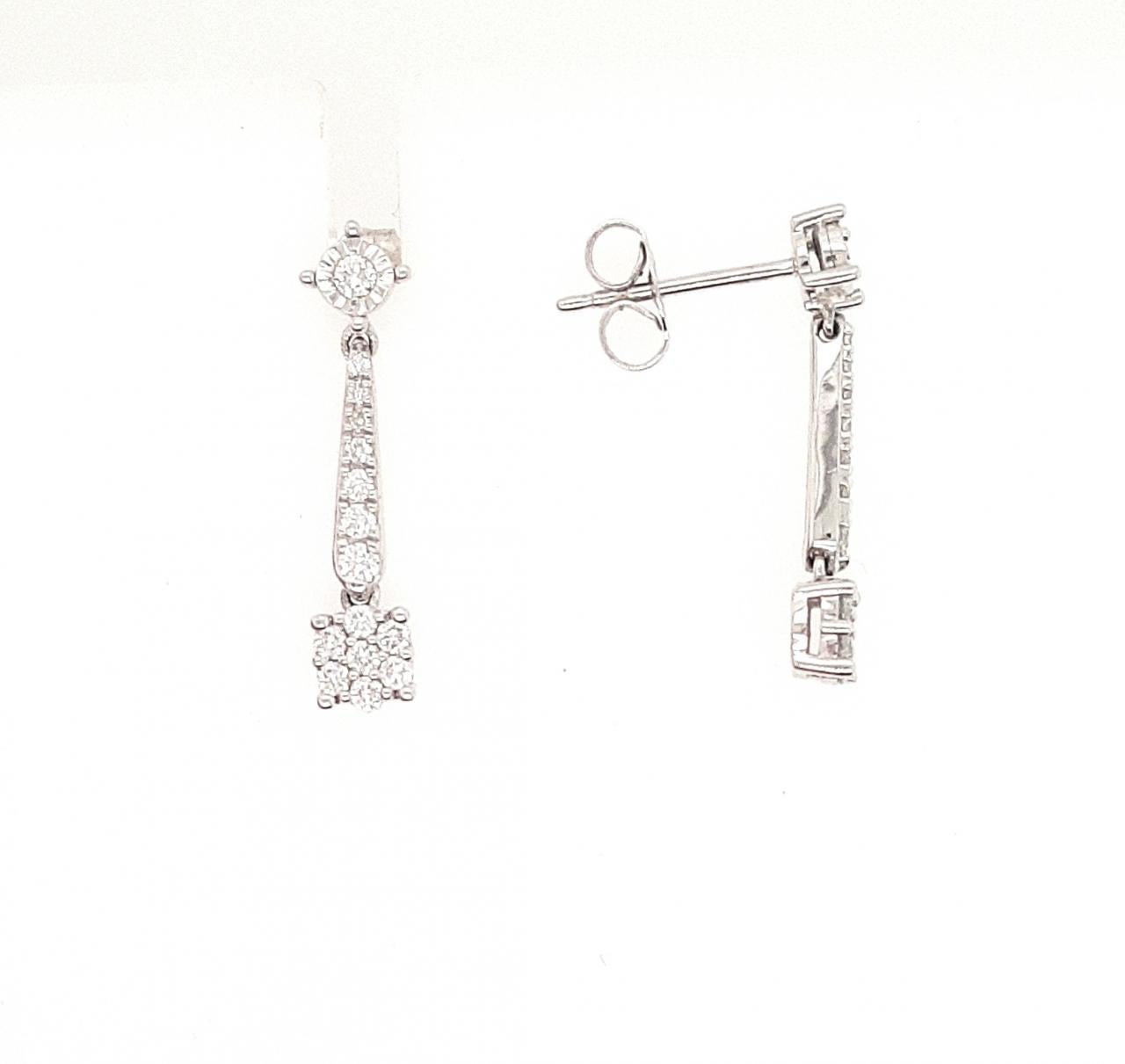 9ct White Gold 0.40ct Round Brilliant Diamond Stud Drop Earrings