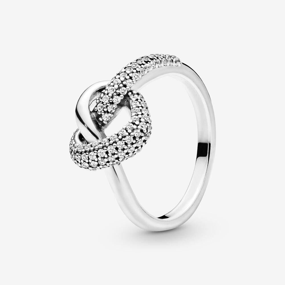 Pandora Stg silver CZ Knotted Heart Ring size 54