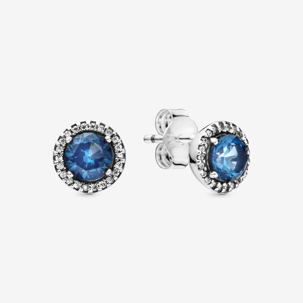 Pandora Sterling Silver CZ & Moonlight Blue Crystal Stud Earrings 296272c01
