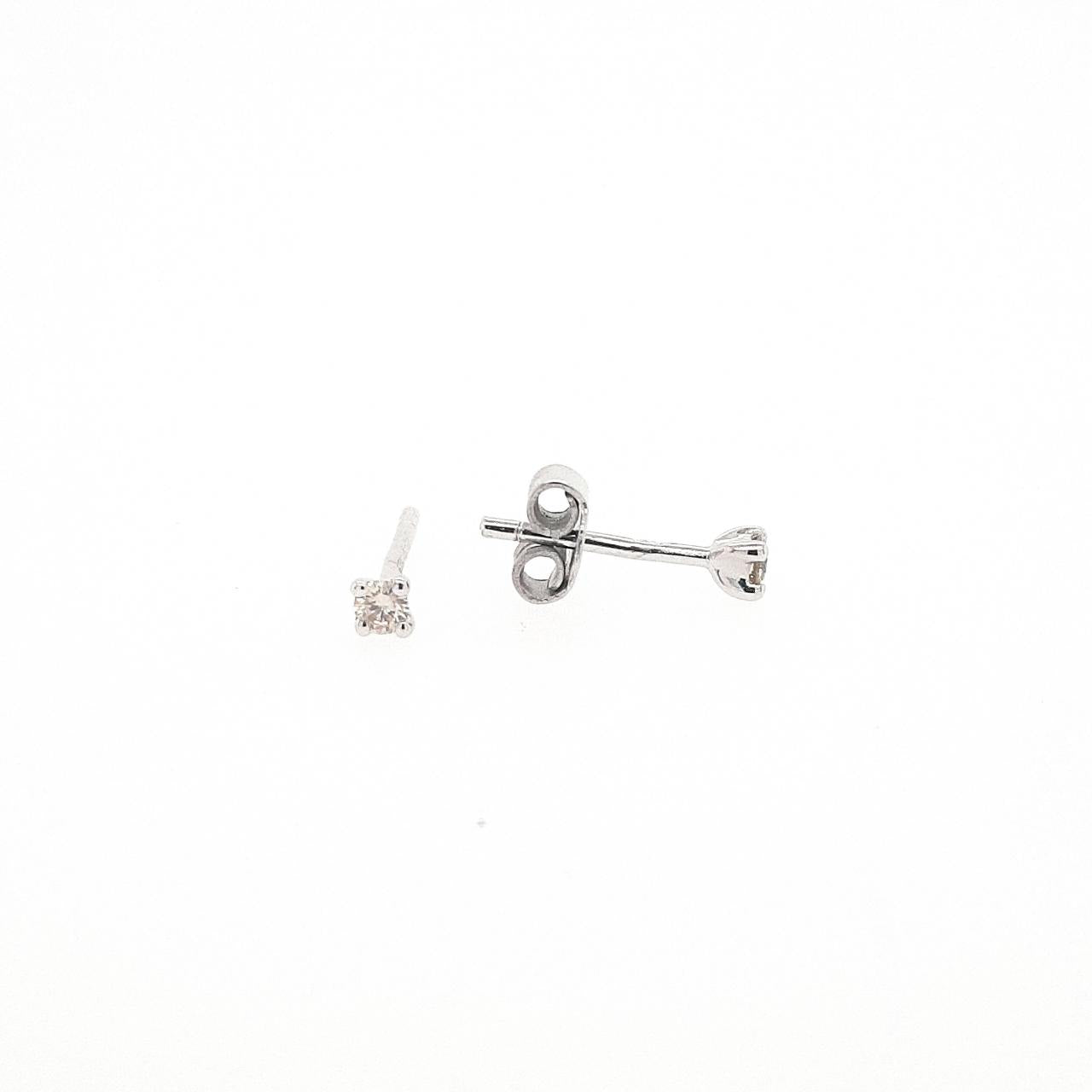 9ct White Gold 0.10ct Diamond Four Claw Stud Earrings