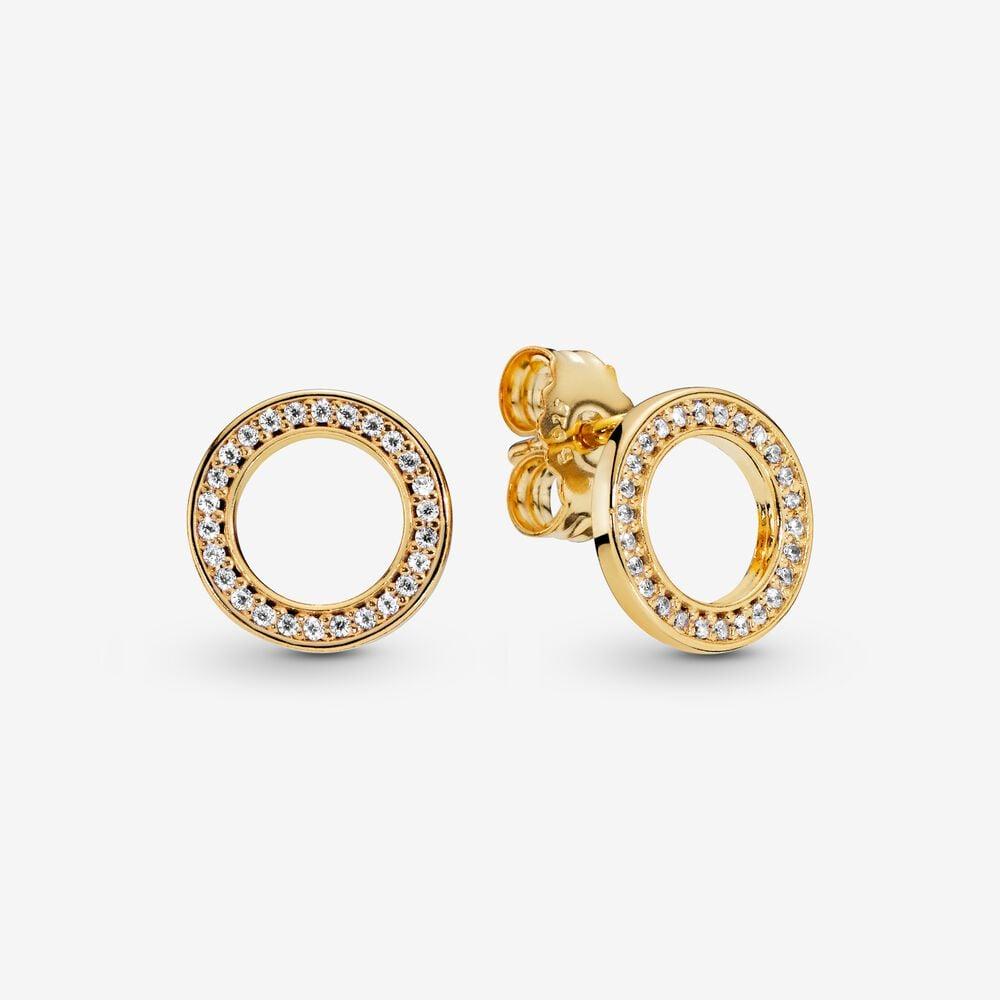 Pandora 14ct Yellow Gold Plated Pandora Forever Stud Earrings
