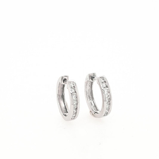 10ct White Gold 0.25ct Round Brilliant Diamond Channel Set Hinged Hoop Earrings