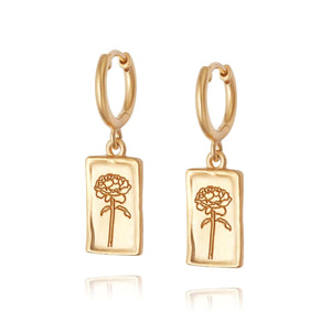 Daisy London 18ct Yellow Gold Plated Rose Drop Huggie Earrings