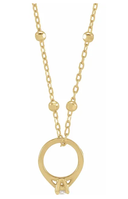 Diamond Solitaire Ring Pendant & Necklace 14ct Yellow Gold 0.03ct Round Brilliant Diamond