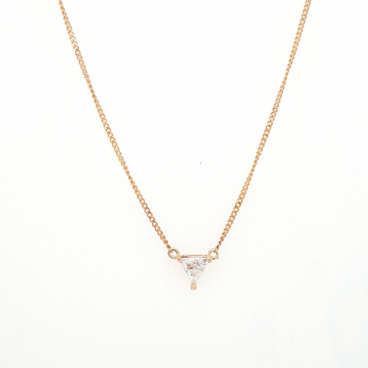 Diamond 0.02ct Triangle Pendant and 9ct Yellow Gold Necklace