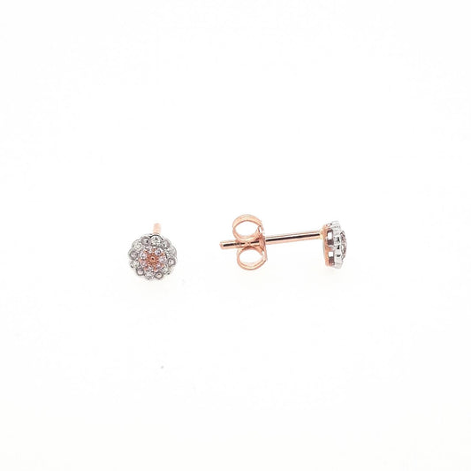 Pink Diamond and White Diamond 9ct Rose Gold Stud Earrings