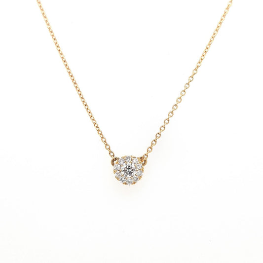 Diamond Cluster Pendant on a 18ct Yellow Gold Chain