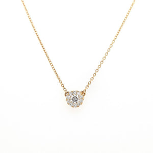 18ct Yellow Gold Diamond Cluster Pendant and Chain