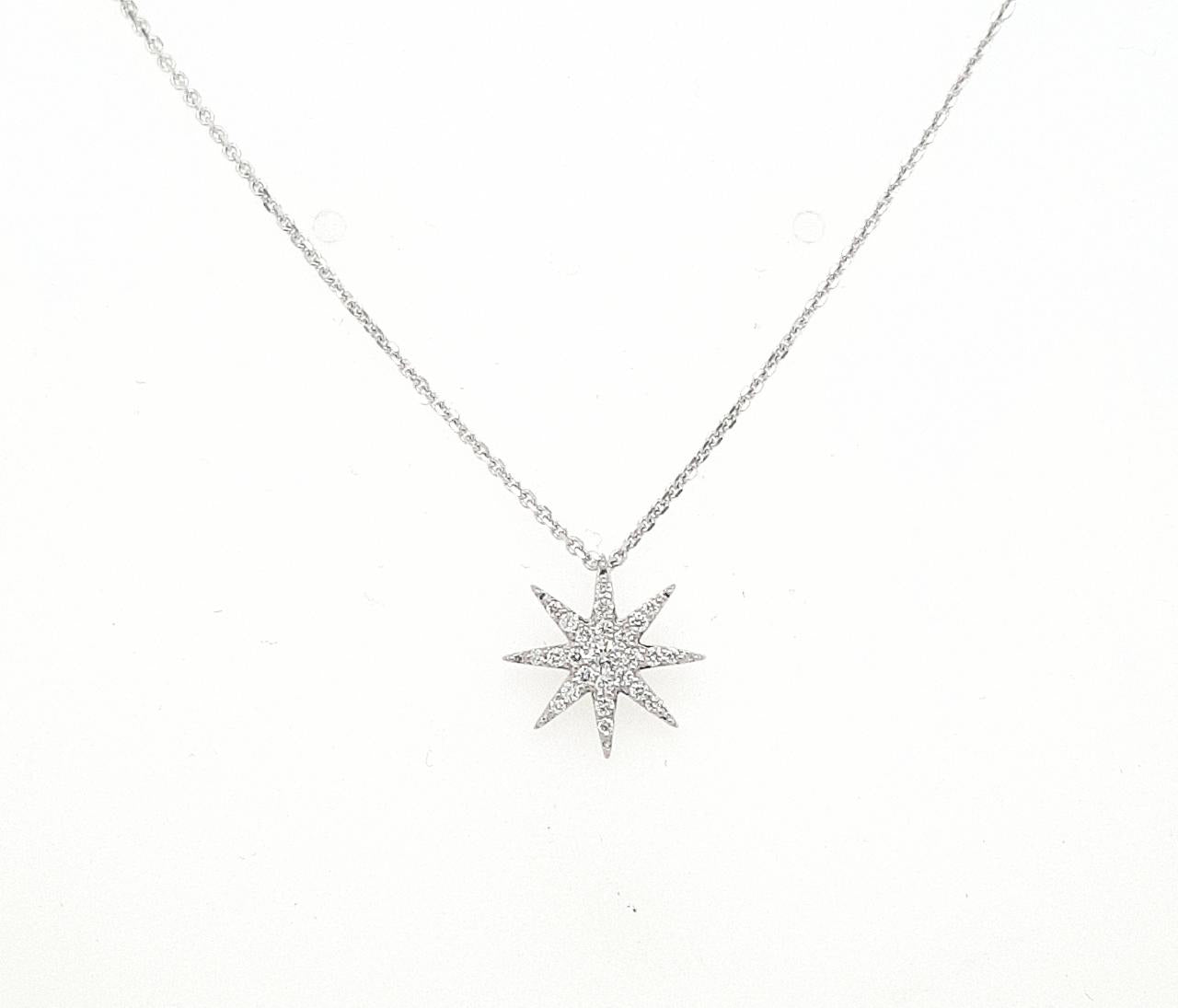 Diamond Star 0.10ct Pendant on 18ct White Gold Chain