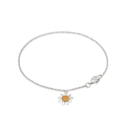 Daisy London Sterling Silver & 18ct Yellow Gold Plated 10mm Marguerite Daisy Single Drop Bracelet