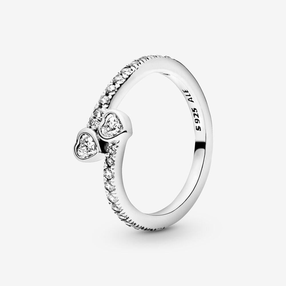 Pandora Sterling Silver Forever Hearts Silver Feature Ring