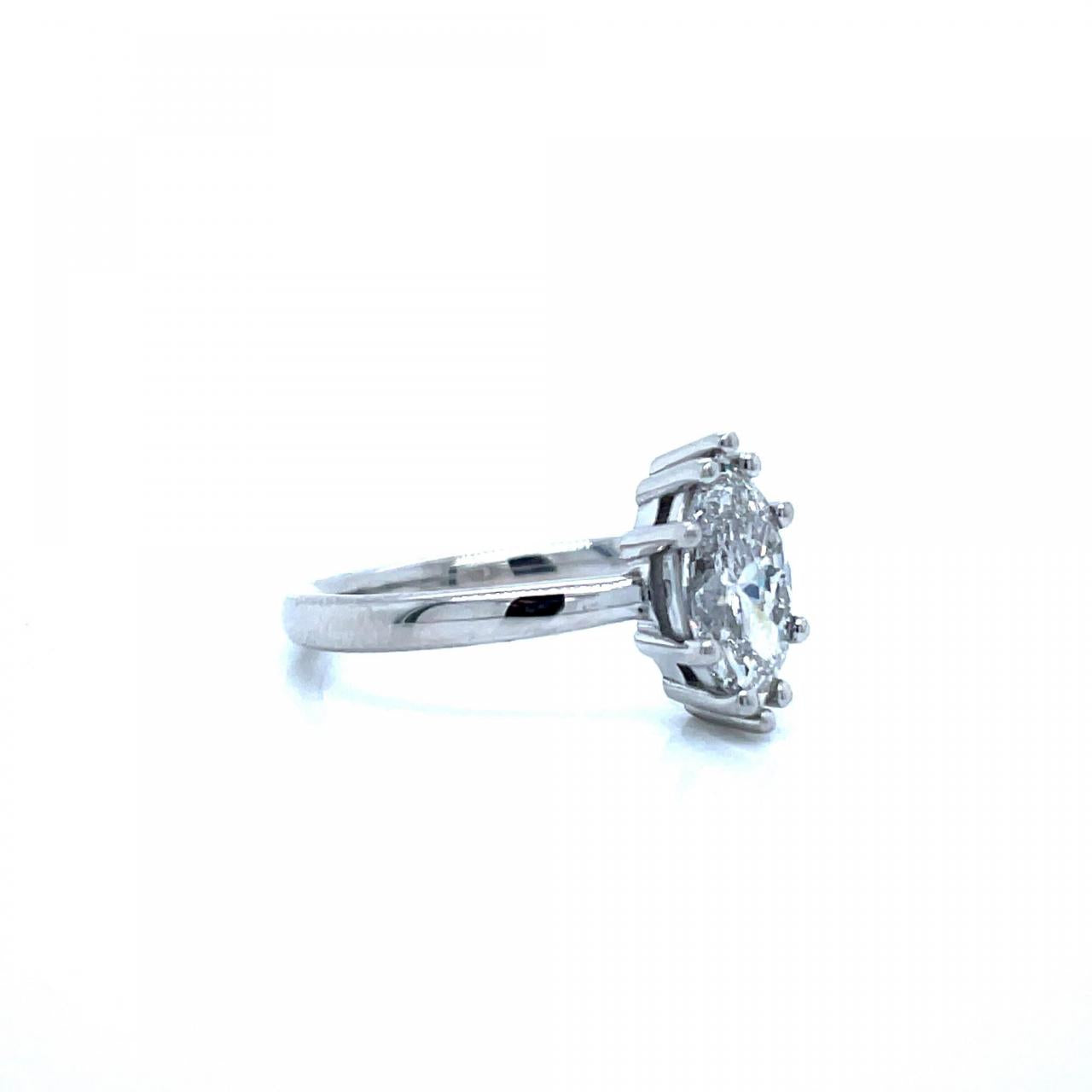 Lab Grown Marquise Diamond 18ct White Gold Solitaire Ring