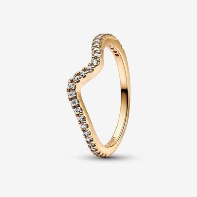 Pandora 14k Gold Plated Sparkling Wave Ring