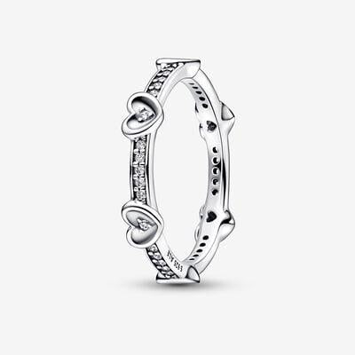 Pandora Sterling Silver Radiant Sparkling Hearts Ring