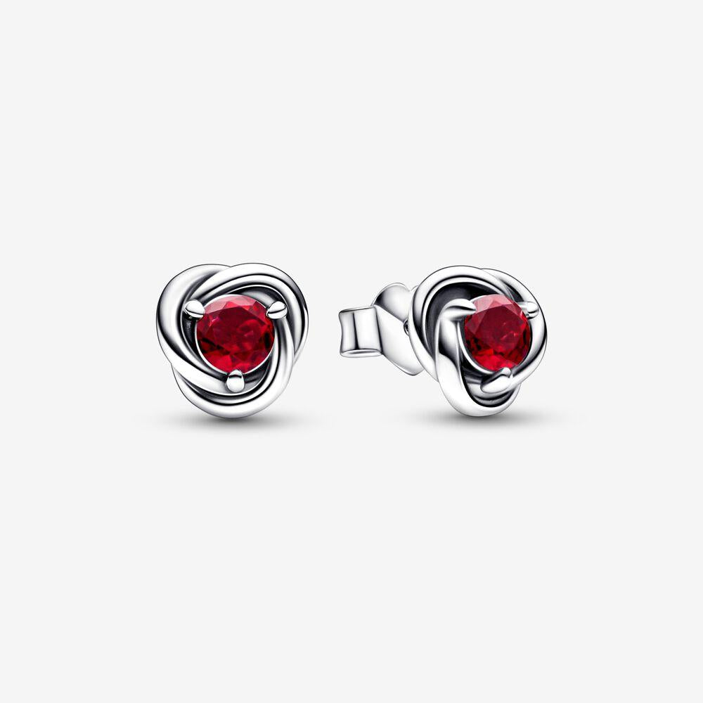 Pandora Sterling Silver Stud Earrings with True Red Crystal 292334c01