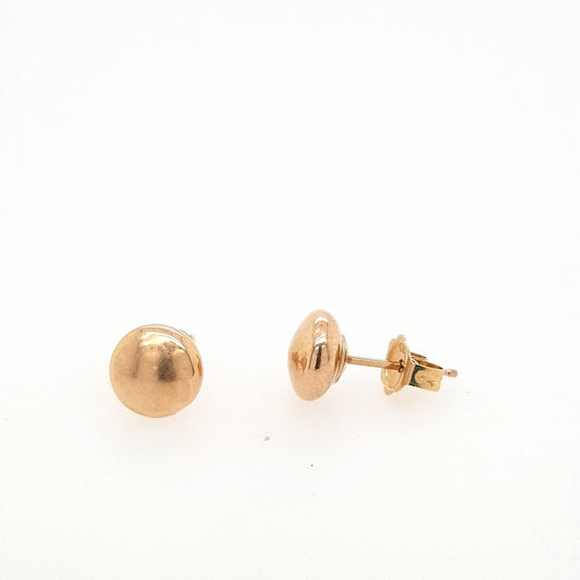 Estate 9ct Rose Gold Round Button Stud Earrings