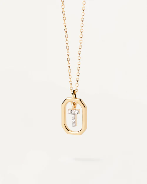 PD Paola 18ct Gold Plated Mini Letter T Necklace