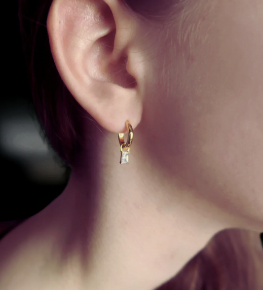 Georgini Gold Plated Gifts Baby Baguette Hoop Earrings