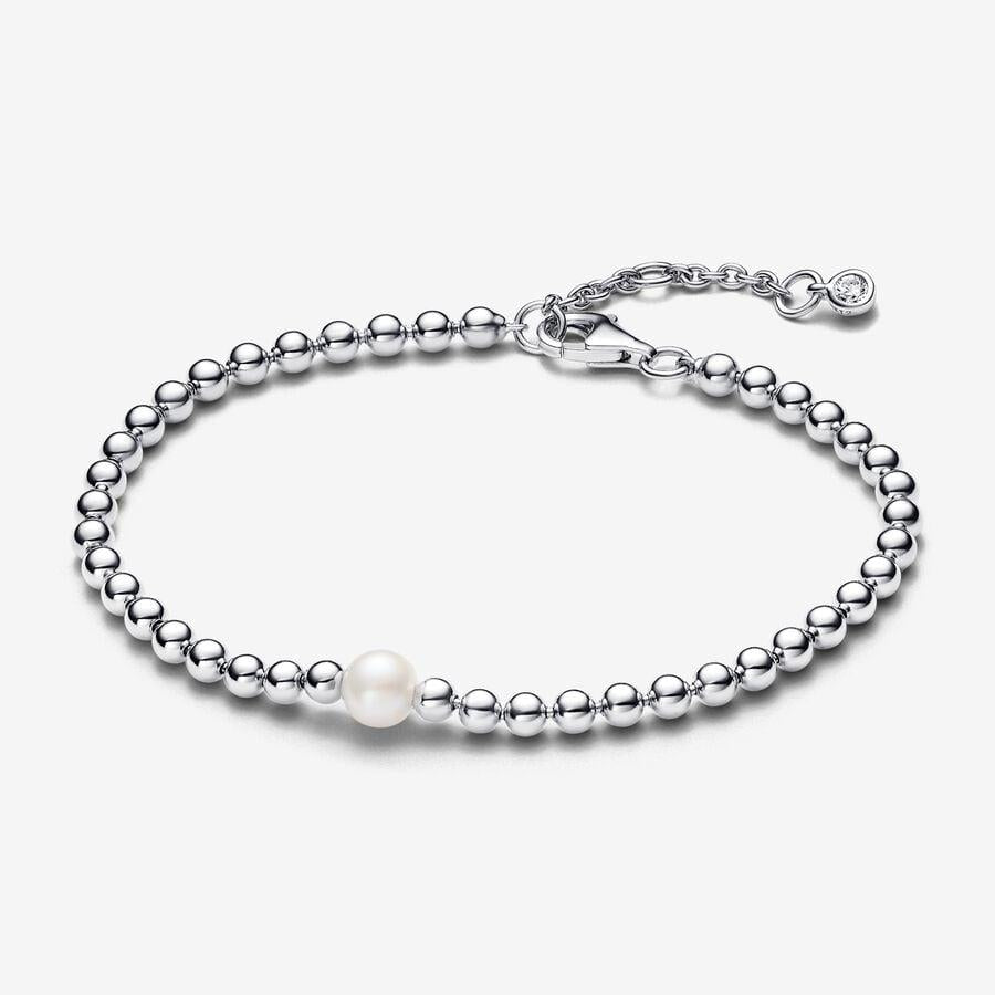 Pandora Sterling Silver Treated Freshwater Cultured Pearl & Beads Bracelet