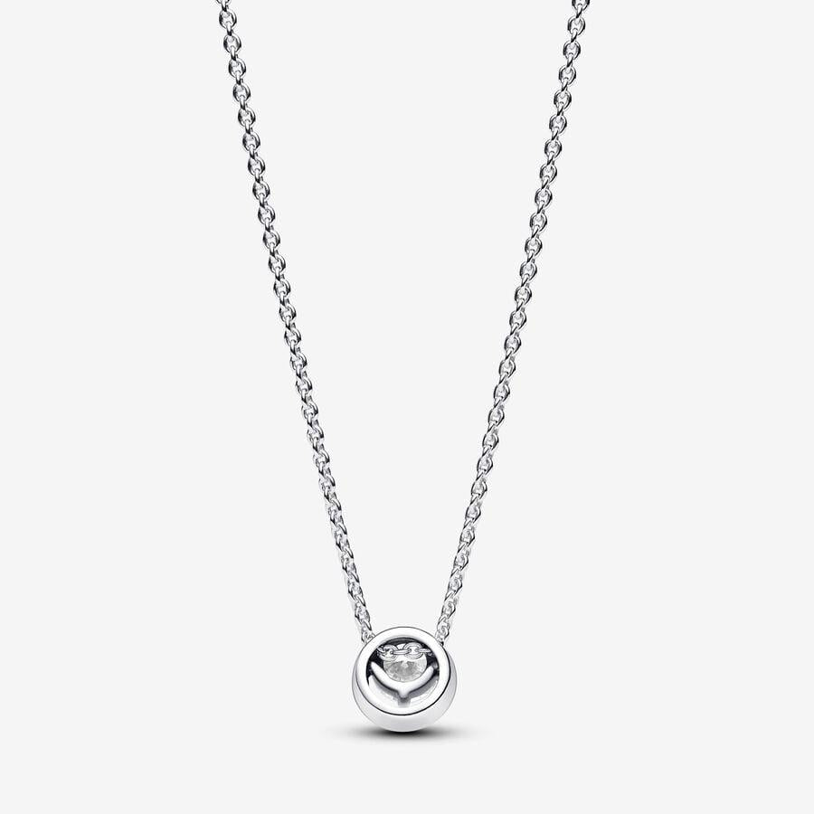 Pandora Sterling Silver Sparkling Round Halo Pendant Collier Necklace