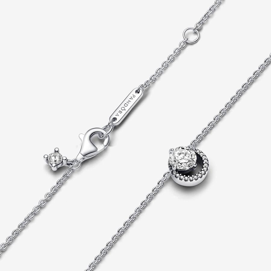 Pandora Sterling Silver Sparkling Round Halo Pendant Collier Necklace