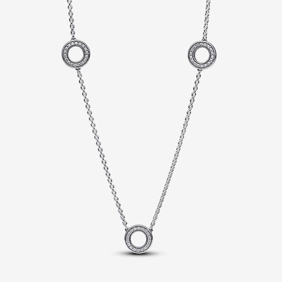 Pandora Sterling Silver Pavé Circles Chain Necklace