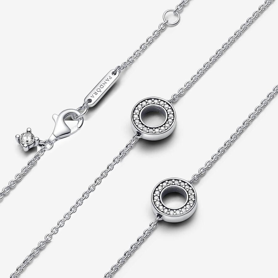 Pandora Sterling Silver Pavé Circles Chain Necklace